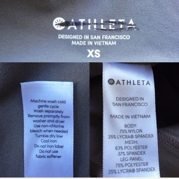 Athleta Colorblock Salutation High Rise Yoga Gym Leggings Tights Grey White XS - Picture 7 of 7